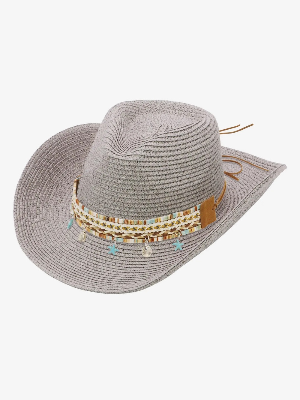 Blue boho tassels  Tribal cowboy hat